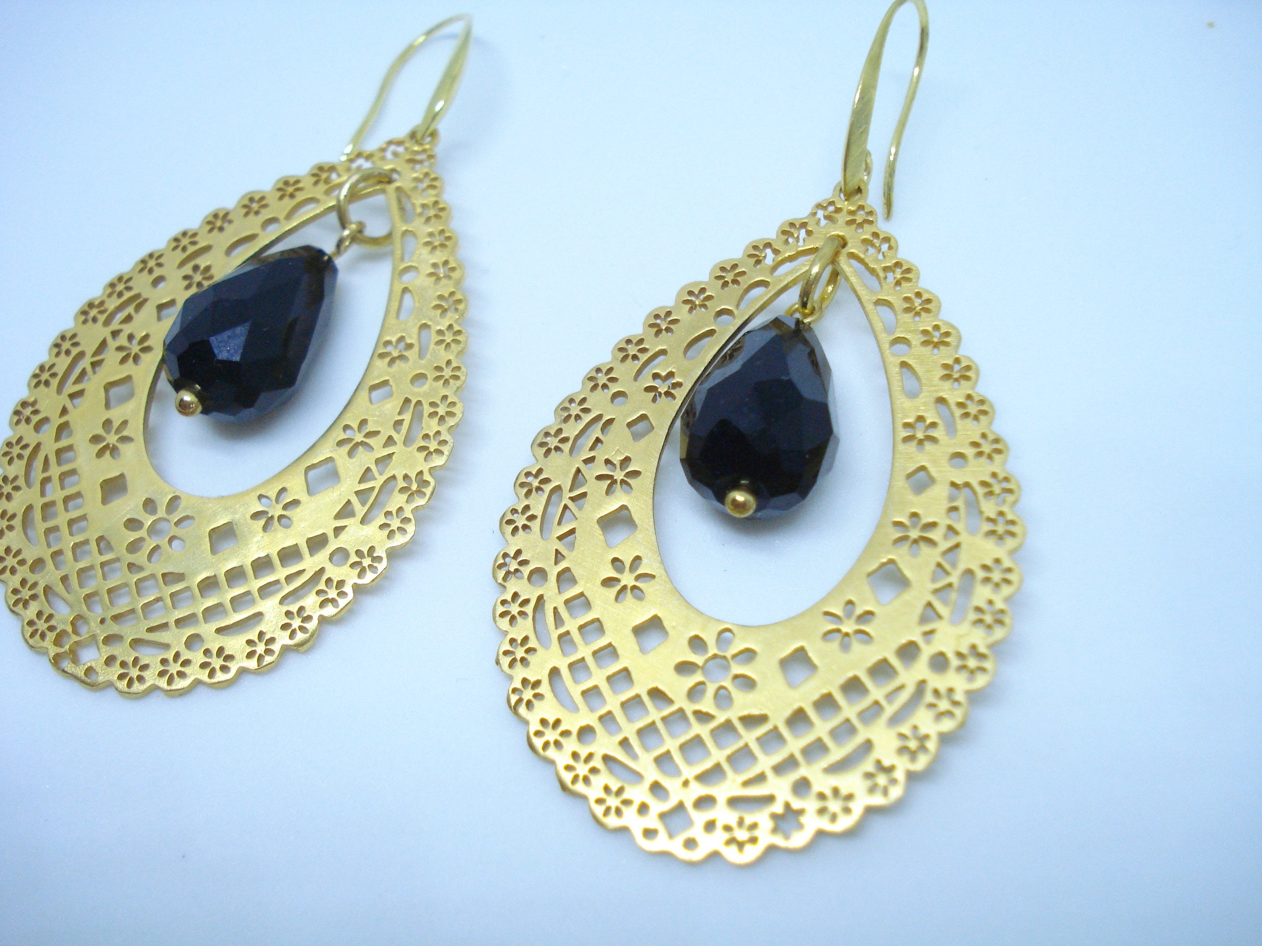 Gold Moroccan earrings Arabian nights jewelry Gold dangles Etsy