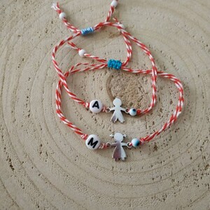 Personalisierte Martis Armbänder mit bösem Blick, griechisches März Armband, Mama Schmuck, traditioneller Schmuck, Buchstaben Schmuck, ursprüngliche Armband