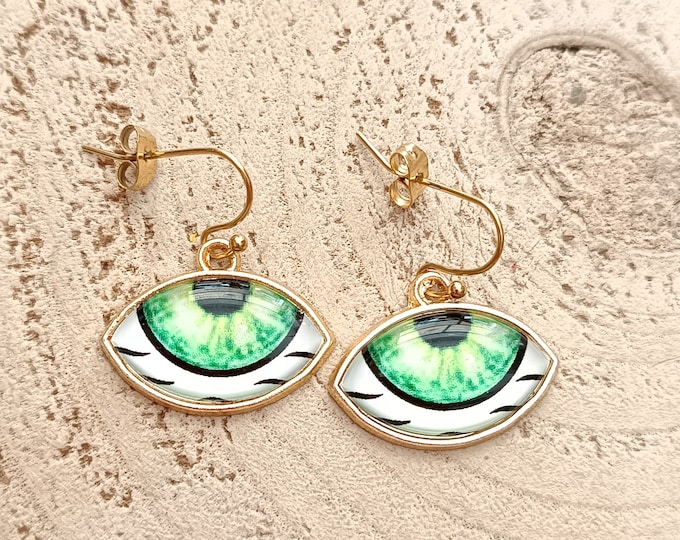 Oval Greek mati earrings