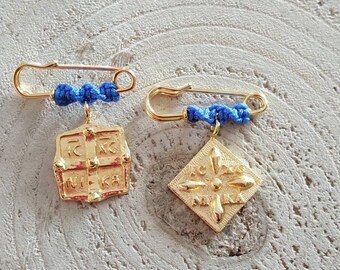 Greek Byzantine brooch, ICXC NIKA pin, infant jewelry, pregnancy lapel, Constantinato, keepsake token, newborn baby boy pins, stroller charm
