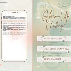 30-Day Glow-Up Challenge Printable | Digital Self-Care Planner, Wellness & Beauty Routine PDF, That Girl Aesthetic Tracker