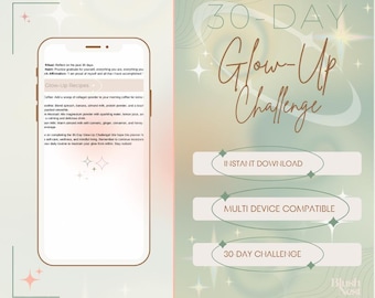 30-Day Glow-Up Challenge Printable | Digital Self-Care Planner, Wellness & Beauty Routine PDF, That Girl Aesthetic Tracker