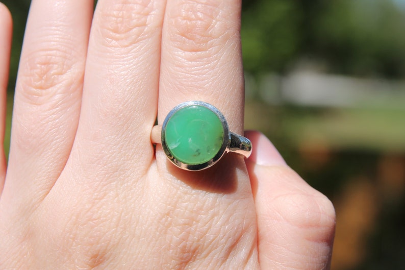 US Size 9.25 Chrysoprase Jewelry Metaphysical Stunning Chrysoprase Rings