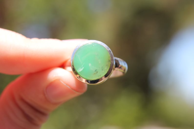 US Size 9.25 Chrysoprase Jewelry Metaphysical Stunning Chrysoprase Rings