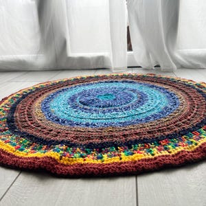 Crochet rug, handmade, recycled materials