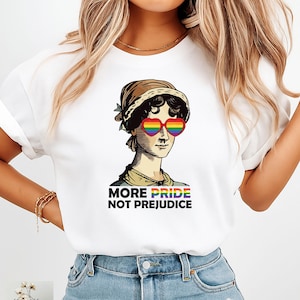 More Pride Less Prejudice Tshirt, Retro Comfort LGBTQ Shirt, Trending,  Jane Austen Sweatshirt, Proud Ally Tee, Pride Month Gift, LGBTQ