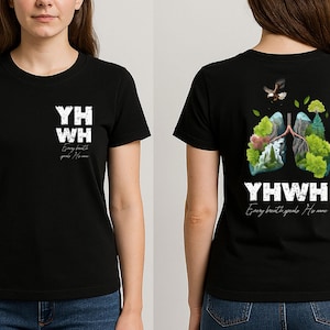 Maglietta cristiana "YHWH Lungs", maglietta "Ogni respiro pronuncia il suo nome", maglietta "Fede", magliette "YHWH Lungs", magliette cristiane, fede cristiana