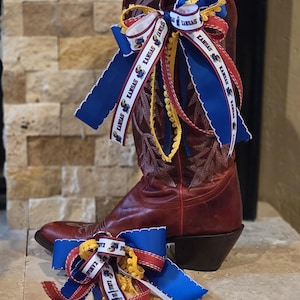 College Boot Bow. Can be customized.