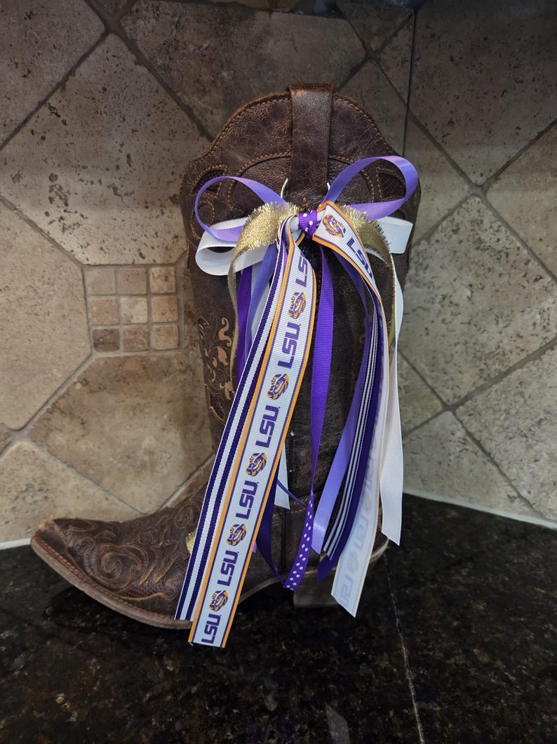 Lsu Boot Ribbons Customizable College Boot Bow: Gameday Accessory. Sold in a Set of 2 ...