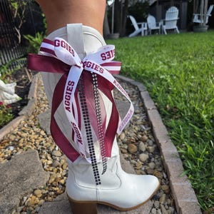 College Boot Bow. Can be customized.