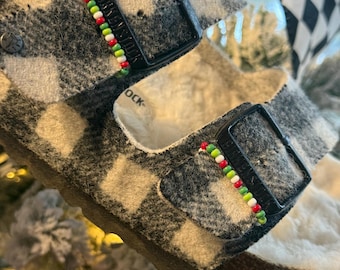 Holiday Beaded Sandal Rings: Holiday Birkenstock Shoe Accessories - 2 rings