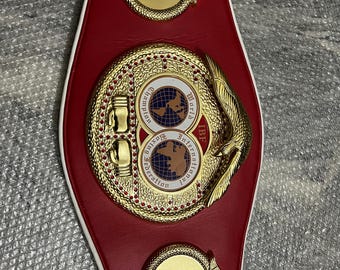 IBF World Boxing Championship Belt custom made adult size Leather Strap