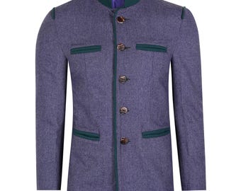 New Men Scottish Highland German Bavarian Jacket Purple custom made Traditional Tweed Sarah Industries