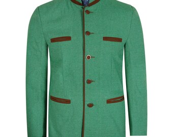 New Men Scottish Highland German Bavarian Jacket Green custom made Traditional Tweed Sarah Industries