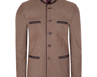 Men's Brown Tweed Bavarian Jacket: Scottish Highland Style
