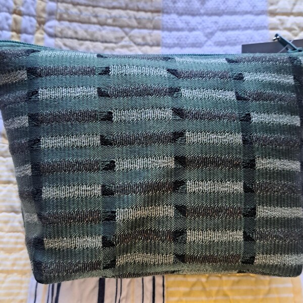 Bags Made from Recycled Vintage Auto Upholstery, Bags from Repurposed Vintage Auto Fabric, Fabric Reuse,  Cosmetic Bag, Makeup Bag