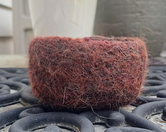 Homemade Felted Wool Bowl, Storage, Homemade Wool Bowl, Handmade Felted Bowl, Handmade Wool Bowl, Wool and Llama Blend, Tobacco Brown