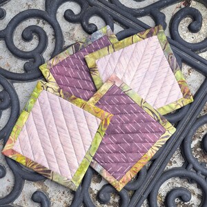 Handmade Quilted Coasters Reversible Quilted Coasters Set of Four Hand Made Quilted Coasters Handmade Quilted Coasters image 1