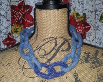 Felted Link Necklace in Blues