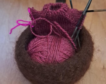 Bol en laine feutrée fait maison, Rangement, Bol en laine fait maison, Bol en laine feutrée fait main, Bol en laine fait main