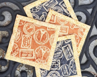 Sous-verres matelassés faits à la main Paris - Sous-verres matelassés réversibles Ensemble de quatre - Sous-verres matelassés faits à la main - Sous-verres matelassés faits à la main