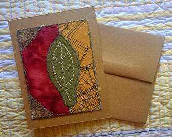 Carte matelassée, motif feuille de sashiko