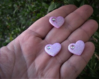 Pink Hearts Rhinestone Glittery Heart  Croc Shoe Charms