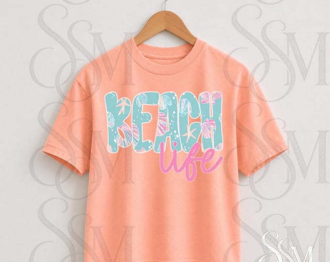 Beach Life PNG – Seashells, Starfish Summer Graphic Tee (Digital Download)