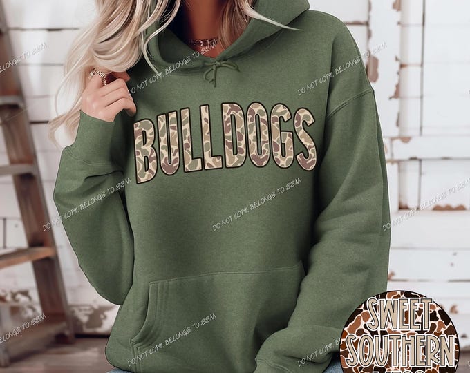 Bulldogs-Camo, Arched, Mascot
