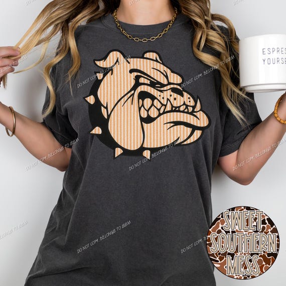 Seersucker Bulldog Mascot-Orange & Black