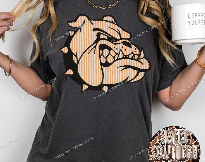 Seersucker Bulldog Mascot-Orange & Black