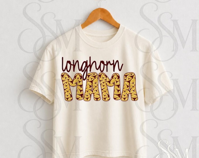 Longhorn Mama PNG Sublimation Design (Digital Download)