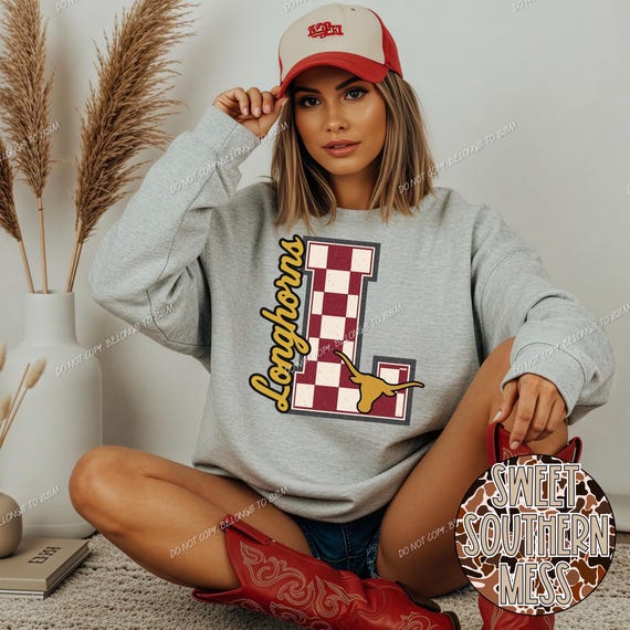 Longhorns “L”- Maroon & Gold Checker