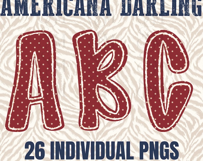 Americana Darling Alphabet PNGs (26 Individual Files)
