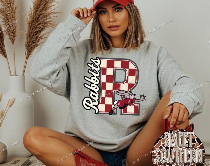 Rabbits “R”- Maroon & White/Ivory Checker