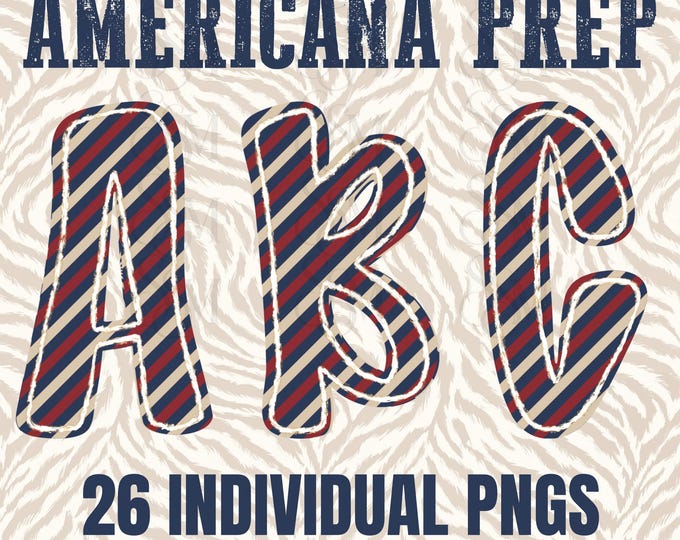 Americana Prep Alphabet PNGs (300 dpi Transparent)