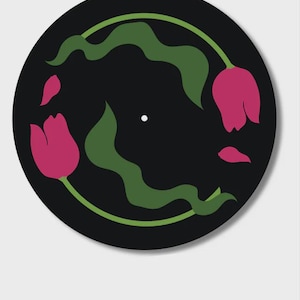 The June Drop "Tipsy Tulips" Record Player Slipmat Turntable Accessory