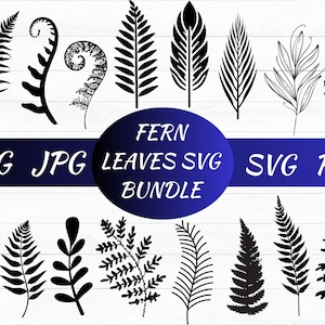 Fern Leaves Svg, Fern Cricut, Fern Svg Bundle, Fern Leaf SVG, Fern Clipart, Boho Svg, Botanical Silhouette, Leaf Silhouette,Instant Download