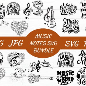 MUSIKNOTEN SVG, Musiknoten Bundle SVG, Musiknoten Clipart, Musiknoten Schnittdateien für Cricut, Musiknoten Vektor