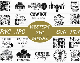Western SVG Bundle – Cowboy Quotes, Country Life (Digital Files)