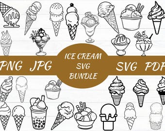 アイスクリーム クリップアート バンドル、夏のデザイン (SVG、PNG、JPG)