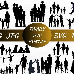 Family SVG PNG Bundle, Family Clipart, Fathers Day svg, Father and Children svg, Family Silhouette, Family SVG Cut Files for Cricut