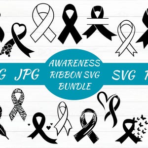 Awareness Ribbon Svg, Ribbon Vector, Cancer Awareness Ribbon Png, Pink Cancer Ribbon Svg, Breast Cancer Svg, Awareness Ribbon Svg Bundle