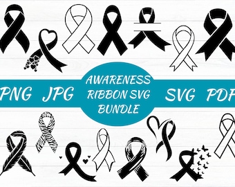Awareness Ribbon SVG Bundle, Cancer Awareness (Digital Designs)