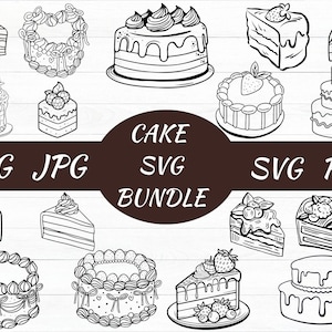 Cake SVG Bundle, Cupcake Svg, Birthday Cake Svg, Cake PNG Bundle, Cake Clipart, Cake SVG Cut Files for Cricut, Bakery Svg, Muffin Svg
