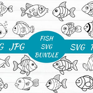Fish SVG Bundle,Fishing SVG,Fish Vector,Tropical Fish Svg,Fish SVG Cut Files for Cricut,Fish Clipart,Fish Silhouette,Digital Download