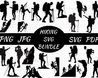 Hiking SVG Bundle, Outdoors Adventure Clipart (Digital Download)