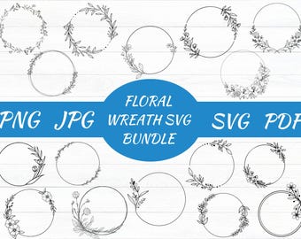 Floral Wreath SVG Bundle,Wedding Wreaths png bundle,floral wreath svg,wreath monogram eps,circle frame,Wedding Floral Frame,vector design