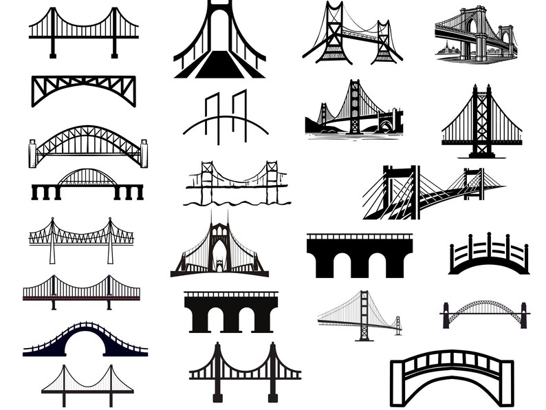 Bridge SVG Bundle, Silhouette Clipart (digital Download) - Etsy