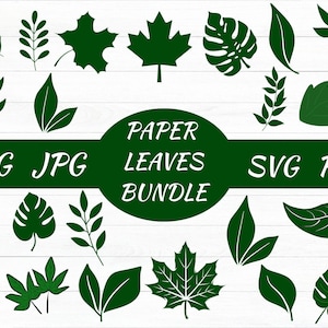 Paper Leaves SVG, Leaf Templates, Cut Files for Cricut, Silhouette, Clipart,Vector,JPG,PNG